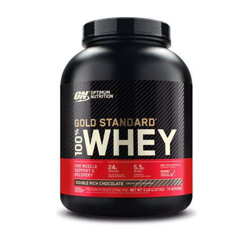 Optimum Nutrition Gold Standard 100% Whey Protein Powder For Muscle Support and Recovery Double Rich Chocolate -- 74 Servings